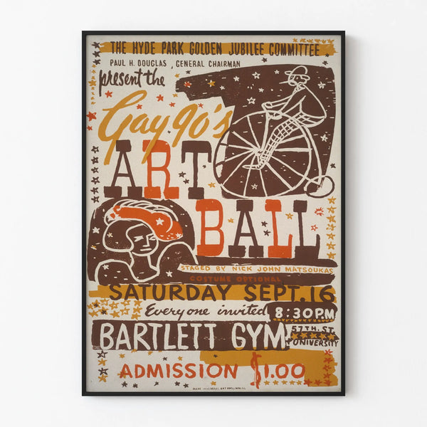 Vintage Gay 90's Art Ball Poster - Retro Wall Decoration