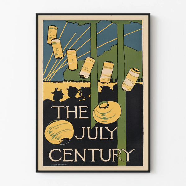 Vintage poster The July Century with decorative lanterns