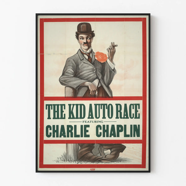 Vintage poster The Kid Auto Race with Charlie Chaplin