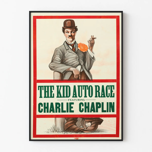 Vintage poster The Kid Auto Race with Charlie Chaplin