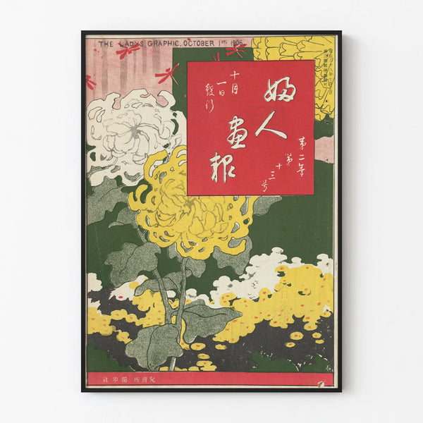 Vintage decorative poster of autumn flowers 1906