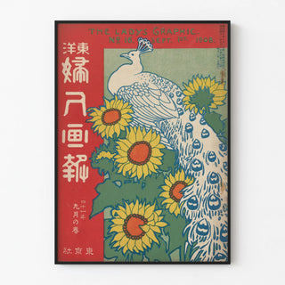 Vintage Poster The Ladys Graphic - Peacocks and Sunflowers, 1908