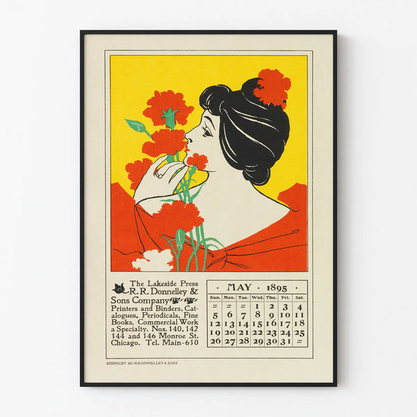 Vintage Calendar Poster The Lakeside Press May 1895