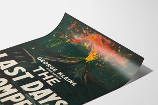 Vintage poster of Mount Vesuvius Pompeii with a dramatic eruption
