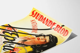Vintage film poster Sjudande Blod with female portrait
