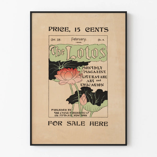 Vintage magazine poster The Lotos – Retro floral wall decoration