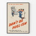 Vintage poster raising awareness about energy conservation - Don't Be Fuel-ish