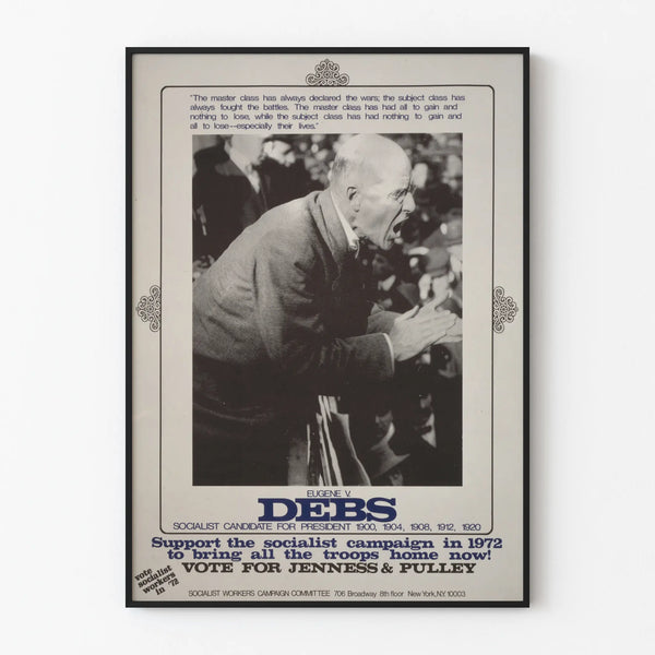 Socialist Campaign Poster Eugene V. Debs 1972