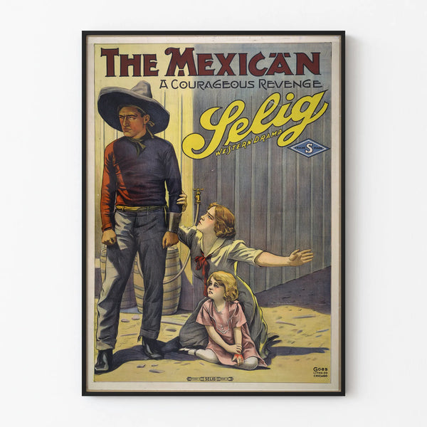 Vintage poster The Mexican Western Drama - Retro wall decoration