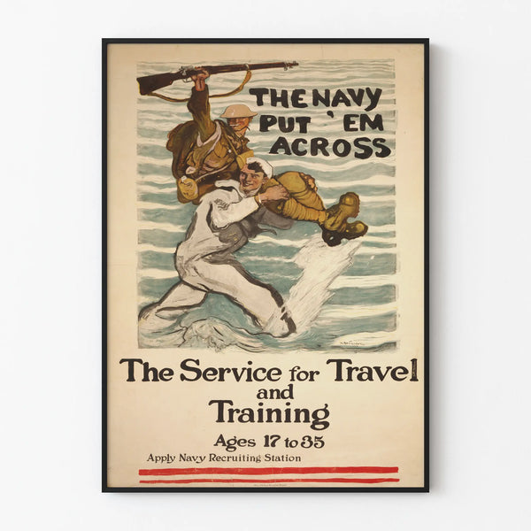 Vintage Marine Poster – Service, Travel, and Training for 17-35-year-olds