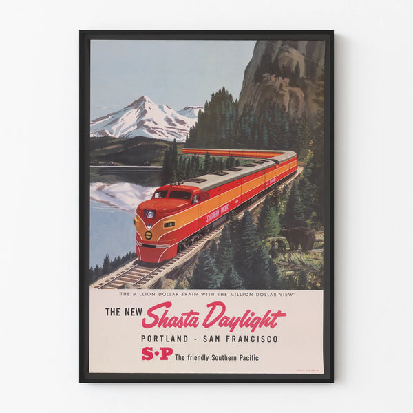 Vintage poster of Shasta Daylight, Portland - San Francisco train