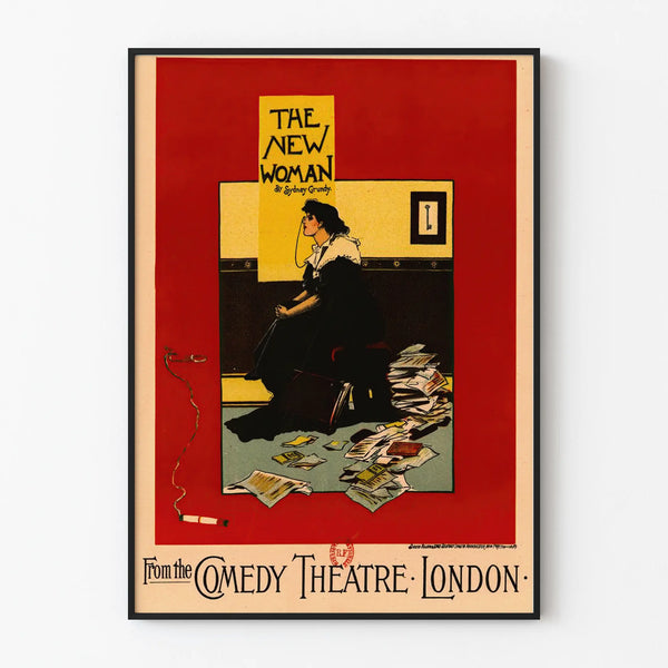 Vintage poster The New Woman by Sydney Grundy - London theater wall decoration
