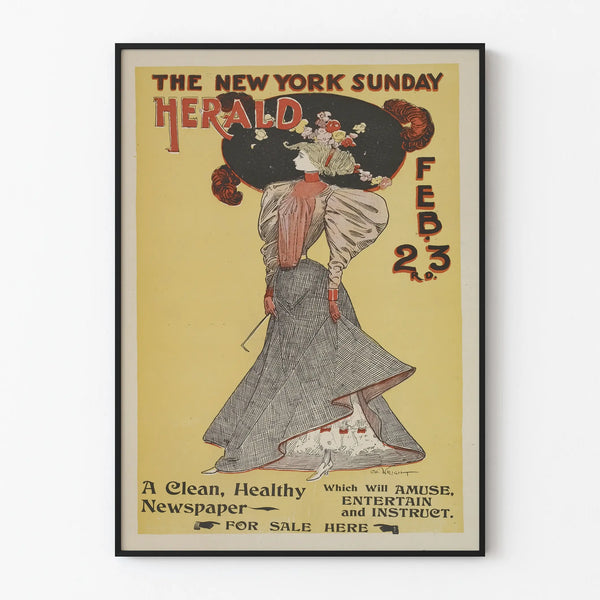 Vintage Poster Journal The New York Sunday Herald 1890s - Retro Wall Decoration