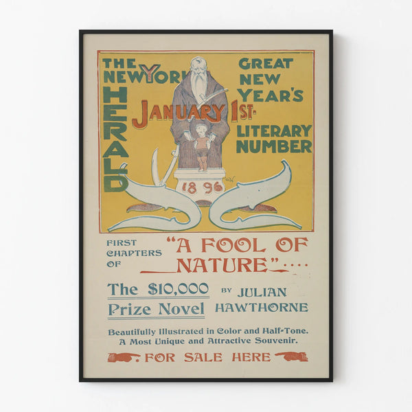 Vintage New York Herald Poster - January 1, 1896 - Retro Wall Decoration