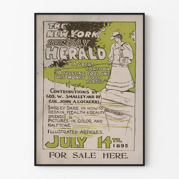 Vintage Poster The New York Sunday Herald 1895 - Retro Wall Decoration