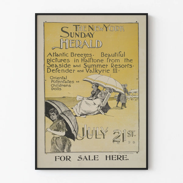 Vintage New York Sunday Herald 1895 Poster for Wall Decoration