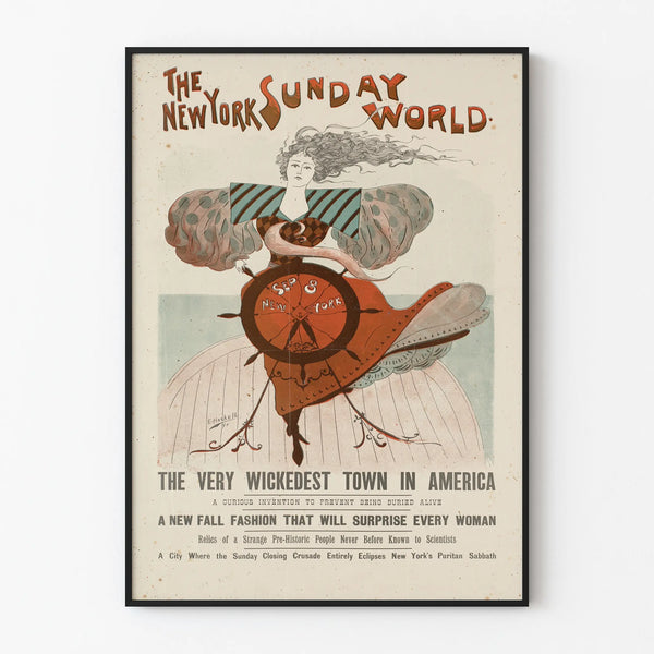 Vintage Poster The New York Sunday World - Vintage Illustration 1895