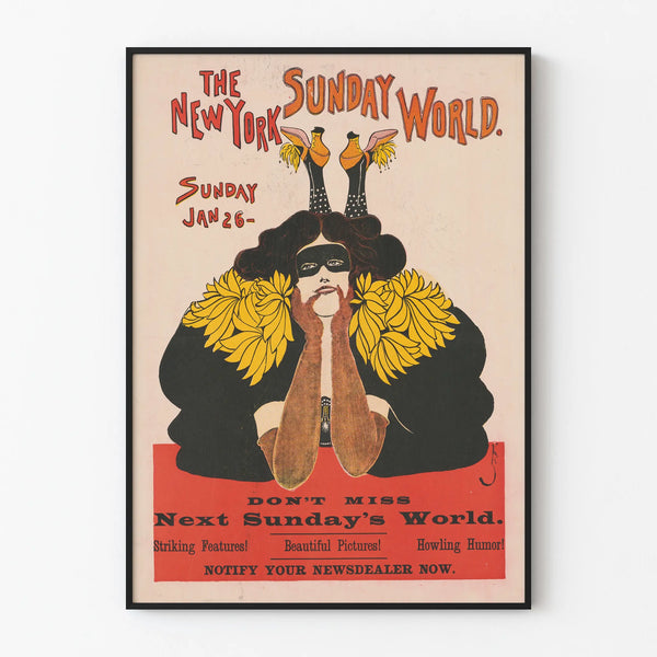 Vintage poster The New York Sunday World - Art Deco illustration