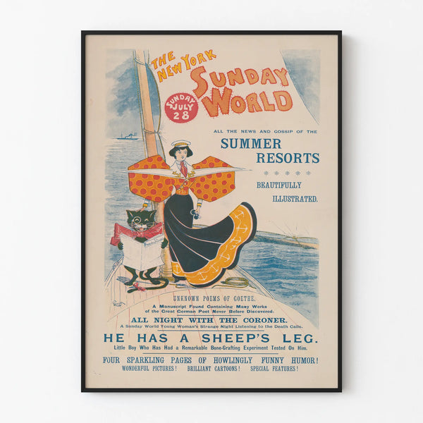 Vintage poster The New York Sunday World - Retro wall decoration