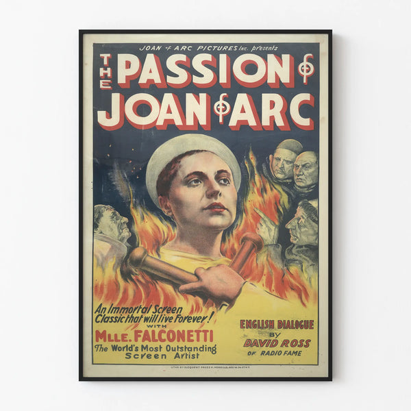 Vintage poster The Passion of Joan of Arc wall decoration