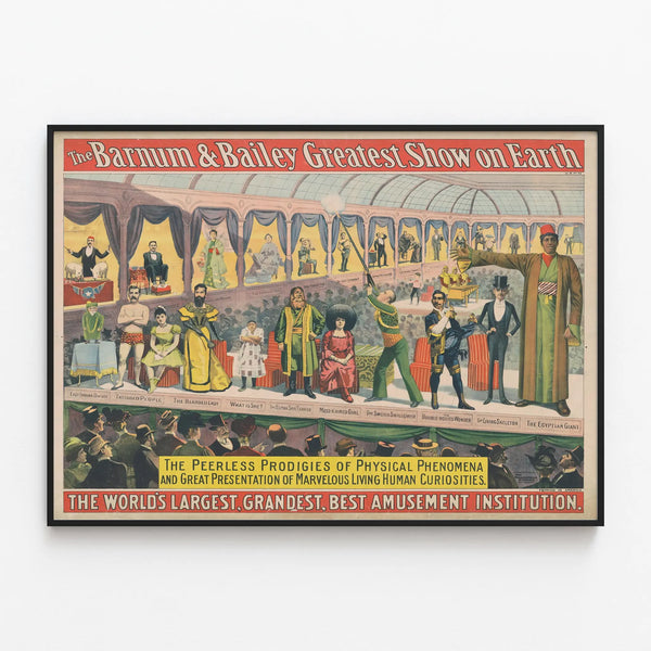 Vintage Poster Barnum & Bailey Greatest Show on Earth — framed artwork on a wall