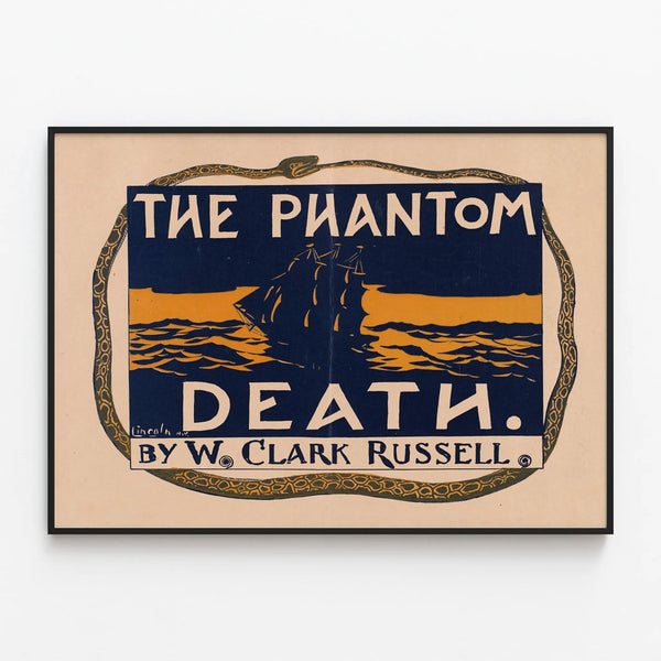 Vintage Poster The Phantom Death by W. Clark Russell — framed artwork on a wall