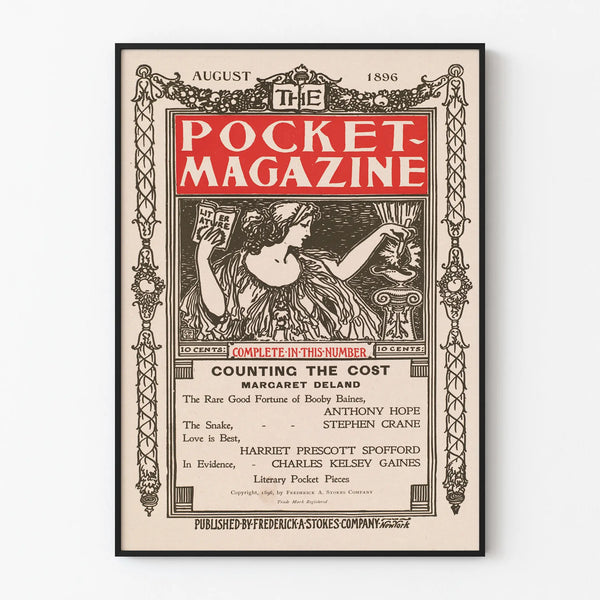 Vintage Poster The Pocket Magazine August 1896 - Retro Wall Decoration