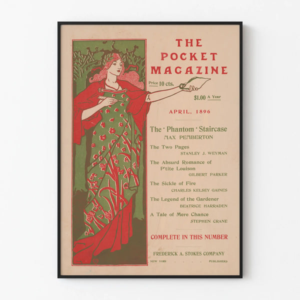 Vintage poster The Pocket Magazine April 1896 - Retro wall decoration