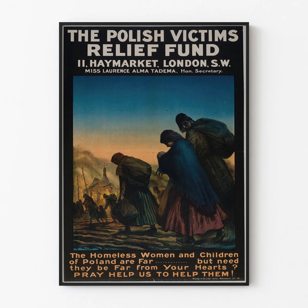 Vintage Polish Victims Relief Fund Poster – Humanitarian Wall Decoration