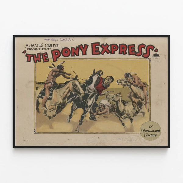 Vintage Poster The Pony Express - Western Wall Decoration — framed artwork on a wall