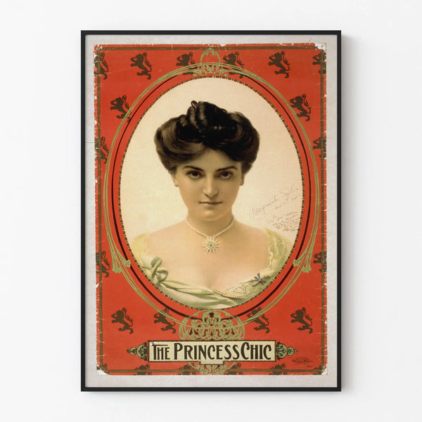 Vintage poster The Princess Chic with red frame and ornamental