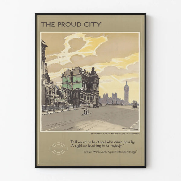 Vintage London Poster of St Thomas's Hospital and Parliament