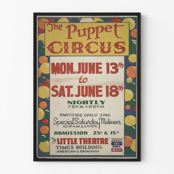 Vintage Poster The Puppet Circus - Theater Wall Decoration