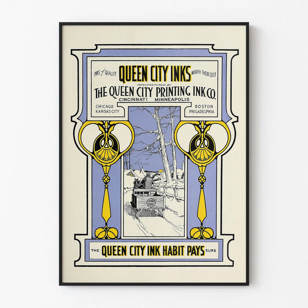 Vintage Queen City Inks Poster - Printing Ink Advertisement