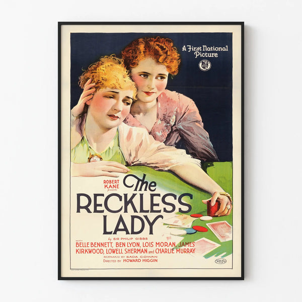 Vintage poster The Reckless Lady - Retro cinema wall decoration
