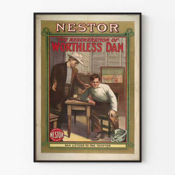 Vintage poster Nestor The Regeneration of Worthless Dan - Classic cinema wall decoration