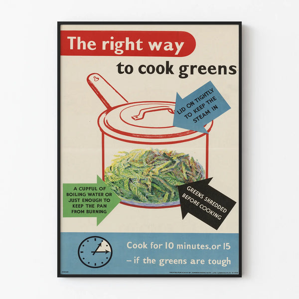 Vintage Kitchen Poster: The Best Method for Cooking Green Vegetables