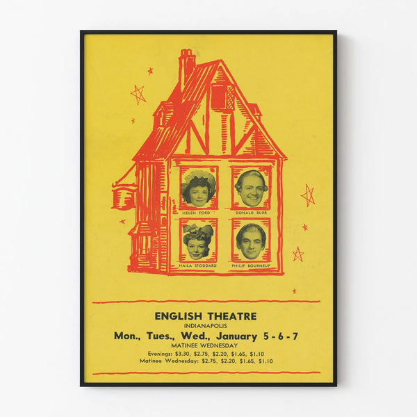 Vintage theatre poster English Theatre Indianapolis The Rivals