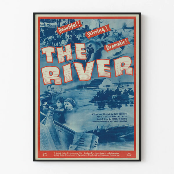 Vintage poster of the documentary film The River