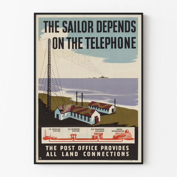 Vintage poster The Sailor Depends on the Telephone - Maritime wall decoration