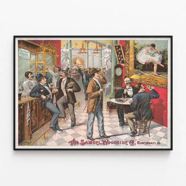 Vintage Poster The Samuel Woodside Co. Cincinnati for Interior Wall Decoration — framed artwork on a wall