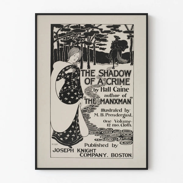 Vintage poster The Shadow of a Crime - Black and white illustration