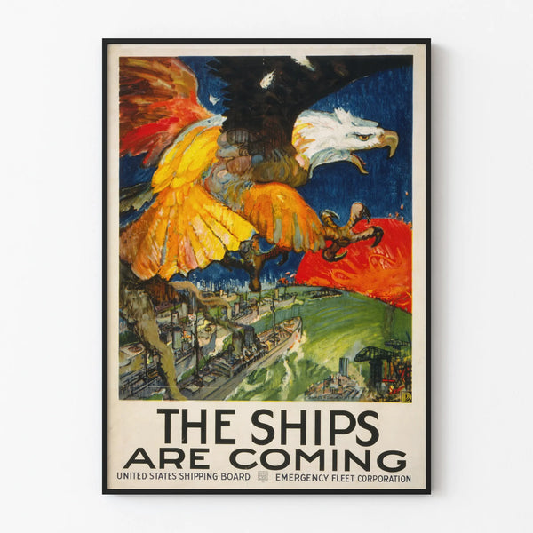 Vintage poster The Ships Are Coming - Maritime wall decoration