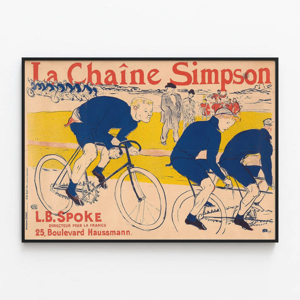 Vintage Poster The Simpson Chain Cycling — framed artwork on a wall