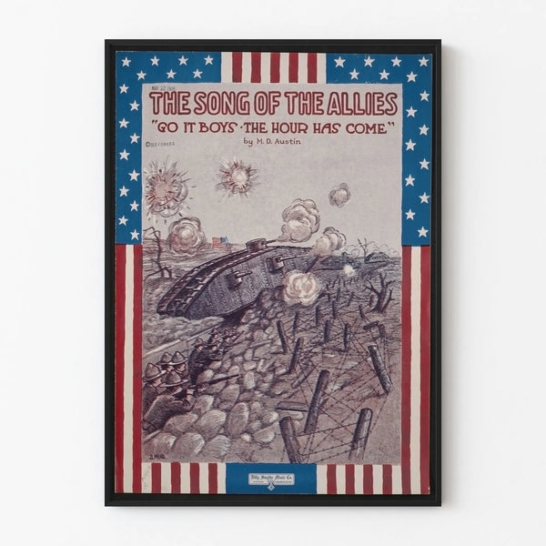 Vintage military poster The Song of the Allies – Patriotic wall decoration US 1918