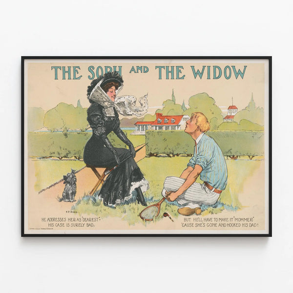 Vintage poster 'The Soph and The Widow' - Old humorous illustration — framed artwork on a wall