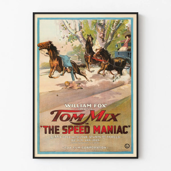 Vintage poster The Speed Maniac, retro equestrian wall decor