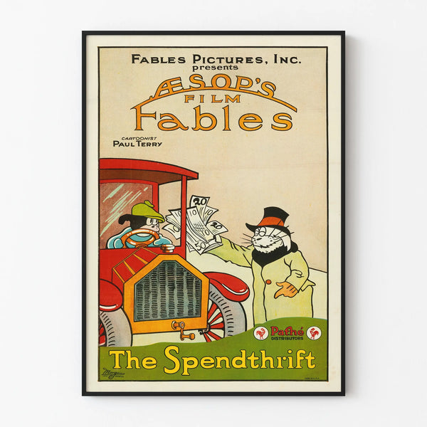 Vintage Poster of Aesop's Fables The Spendthrift - Retro Wall Decoration