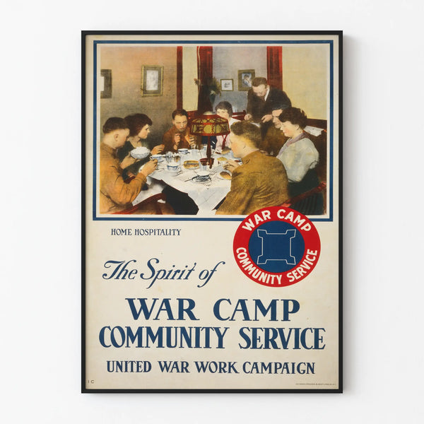 Vintage Poster The Spirit of War Camp - War and Community Wall Decoration