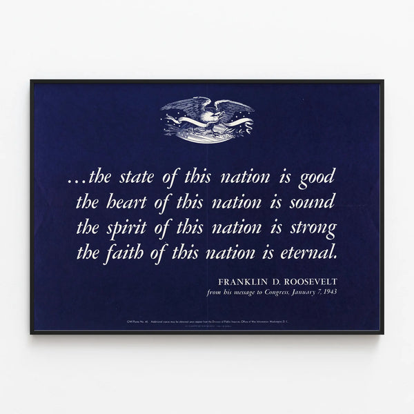 Patriotic Citations Poster Franklin D. Roosevelt — framed artwork on a wall